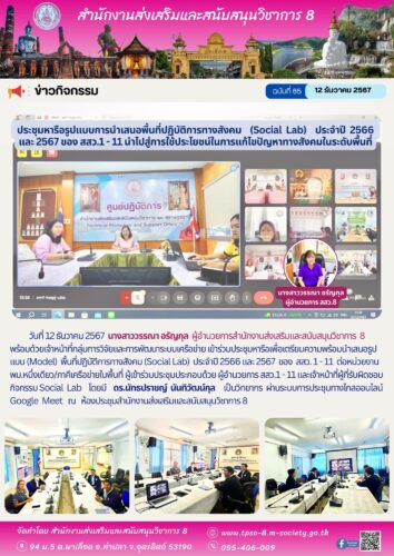 เข้าร่วมประชุมหารือเพื่อเตรียมความพร้อมนำเสนอรูปแบบ (Model)  พื้นที่ปฏิบัติการทางสังคม (Social Lab) ประจำปี 2566 และ 2567  ของ  สสว. 1 – 11