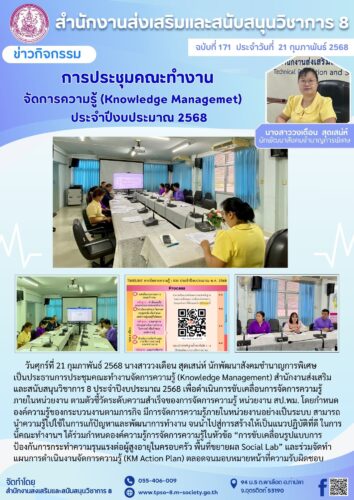 การประชุมคณะทำงานจัดการความรู้ (Knowledge Management) สำนักงานส่งเสริมและสนับสนุนวิชาการ 8 ประจำปีงบประมาณ 2568