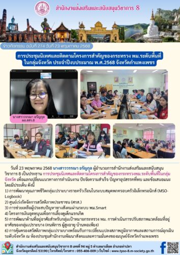 การประชุมนิเทศและติดตามโครงการสำคัญของกระทรวง พม.ระดับพื้นที่ ในกลุ่มจังหวัด ประจำปีงบประมาณ พ.ศ.2568 จังหวัดกำแพงเพชร