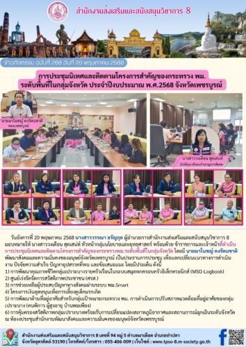 การประชุมนิเทศและติดตามโครงการสำคัญของกระทรวง พม. ระดับพื้นที่ในกลุ่มจังหวัด ประจำปีงบประมาณ พ.ศ.2568 จังหวัดเพชรบูรณ์