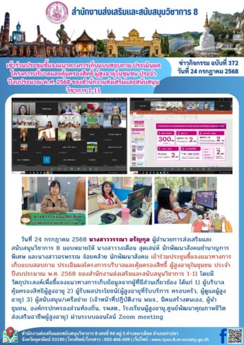 เข้าร่วมประชุมชี้แจงแนวทางการเก็บแบบสอบถาม ประเมินผลโครงการบริบาลและคุ้มครองสิทธิ์ ผู้สูงอายุในชุมชน ประจำปีงบประมาณ พ.ศ. 2568