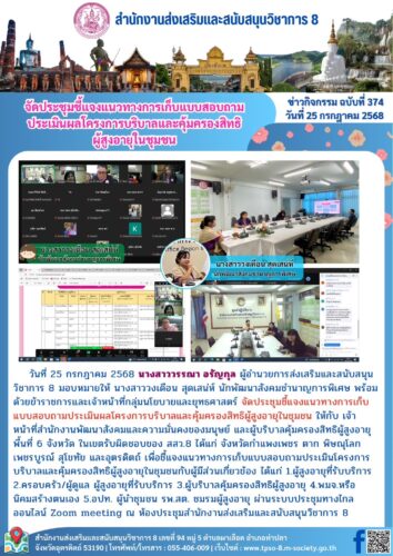 จัดประชุมชี้แจงแนวทางการเก็บแบบสอบถามประเมินผลโครงการบริบาลและคุ้มครองสิทธิผู้สูงอายุในชุมชน